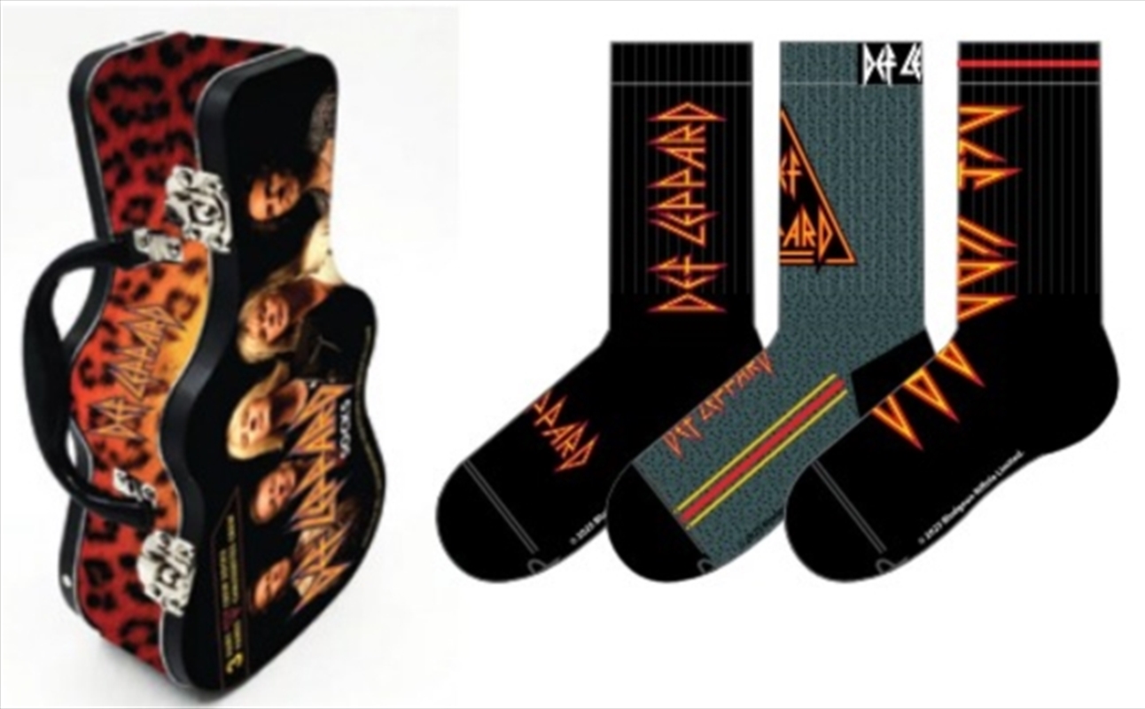 Def Leppard Socks 3 Pack In Guitar Tin (One Size)/Product Detail/Socks