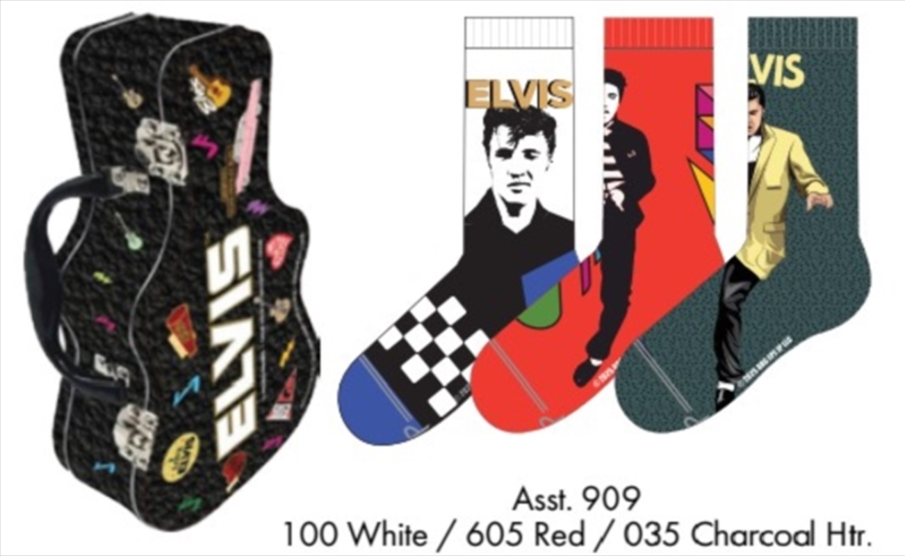 Elvis Socks 3 Pack In Guitar Tin (One Size)/Product Detail/Socks