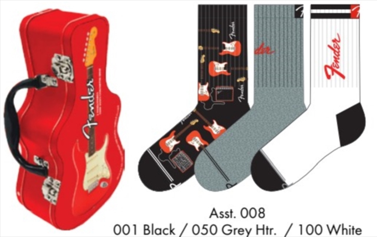 Fender Socks 3 Pack In Guitar Tin (One Size)/Product Detail/Socks