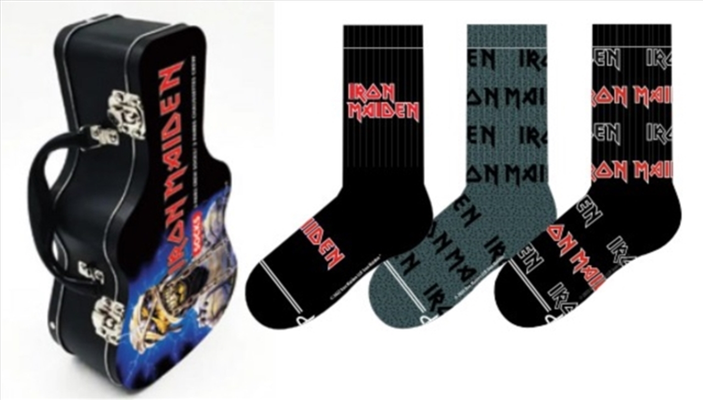 Iron Maiden Socks 3 Pack In Guitar Tin (One Size)/Product Detail/Socks