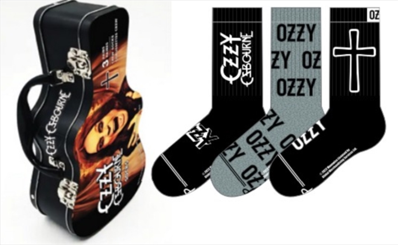 Ozzy Osbourne 3 Pack In Guitar Tin (One Size)/Product Detail/Socks