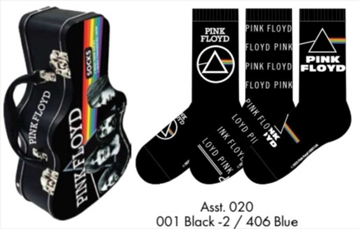 Pink Floyd Socks 3 Pack In Guitar Tin (One Size)/Product Detail/Socks