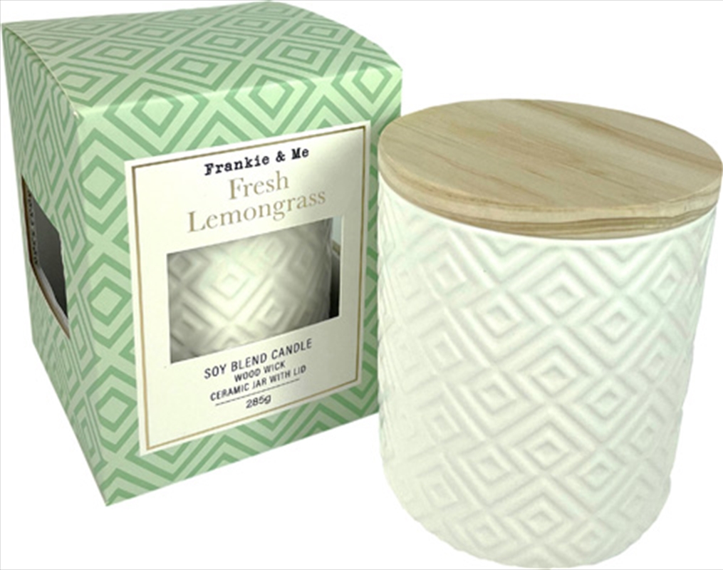 Candle 285G Fresh Lemongrass Wood Wick Ceramic White/Product Detail/Candles