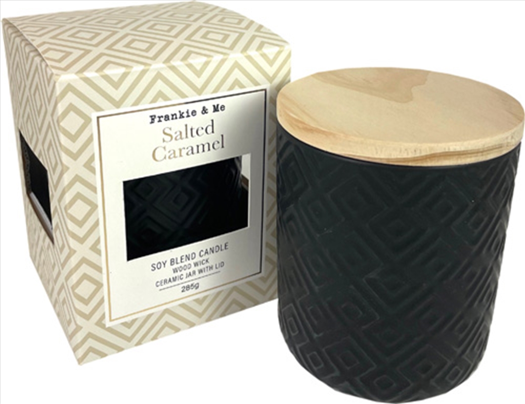 Candle 285G Salted Caramel Wood Wick Ceramic Black/Product Detail/Candles