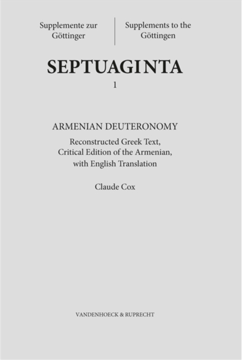 Armenian Deuteronomy : Reconstructed Greek Text, Critical Edition Of The Armenian With English Trans/Product Detail/Religion & Beliefs