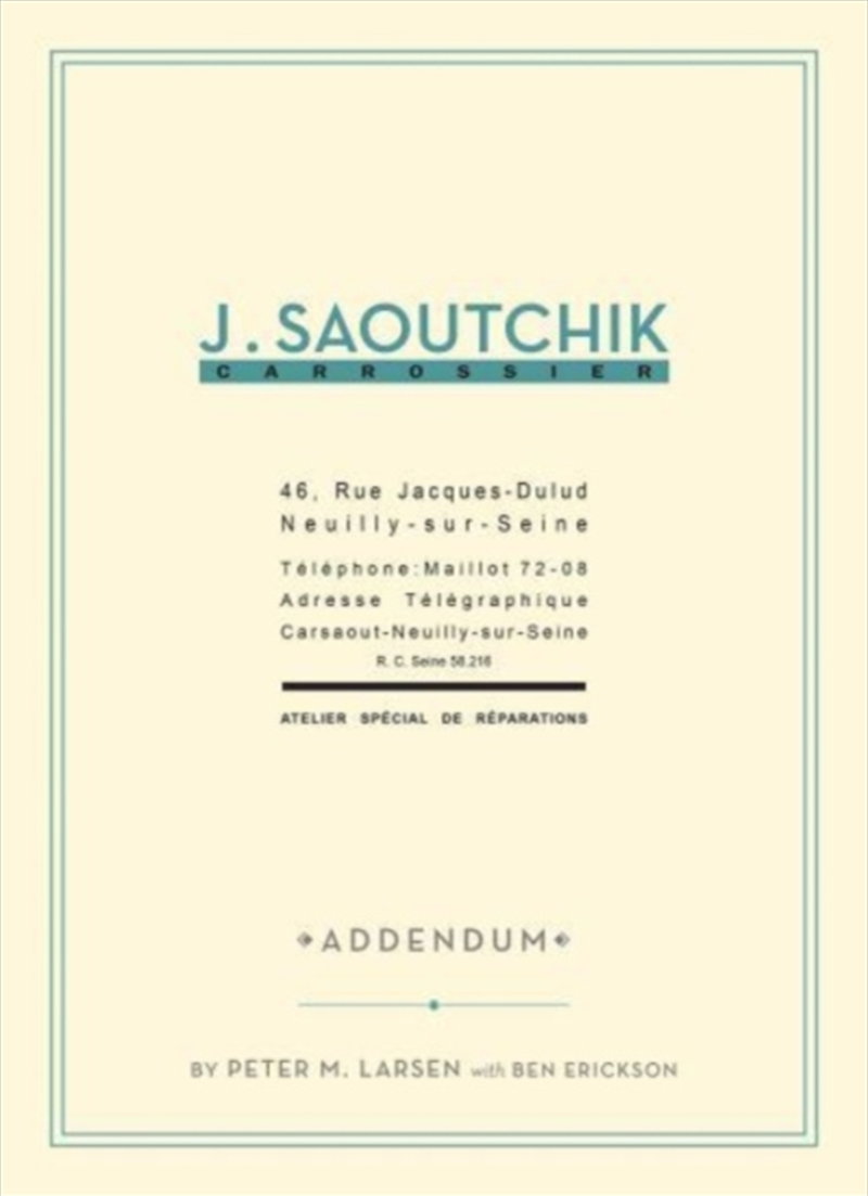 J. Saoutchik Carrossier : Addendum/Product Detail/Transportation