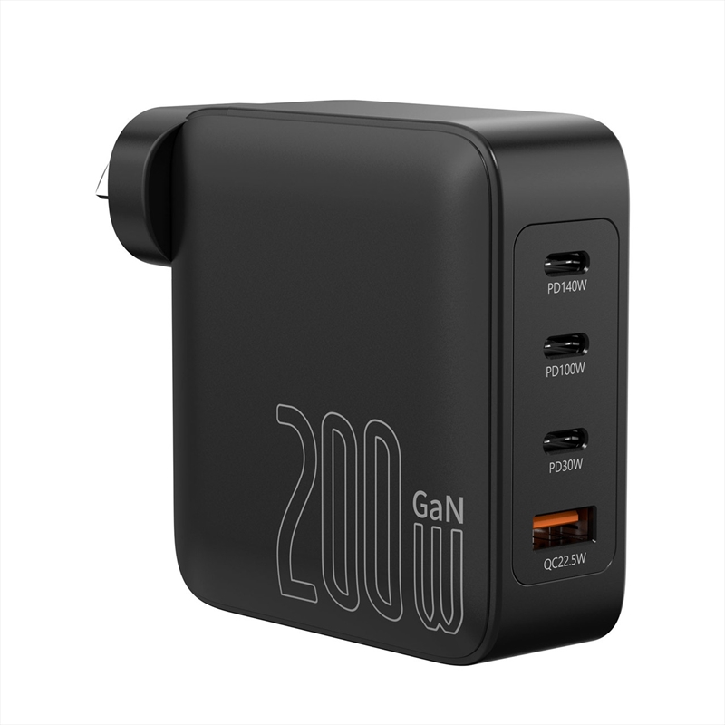 Laser PD3.0 200W GaN Wall Charger 3C1A- Black/Product Detail/Consoles & Accessories