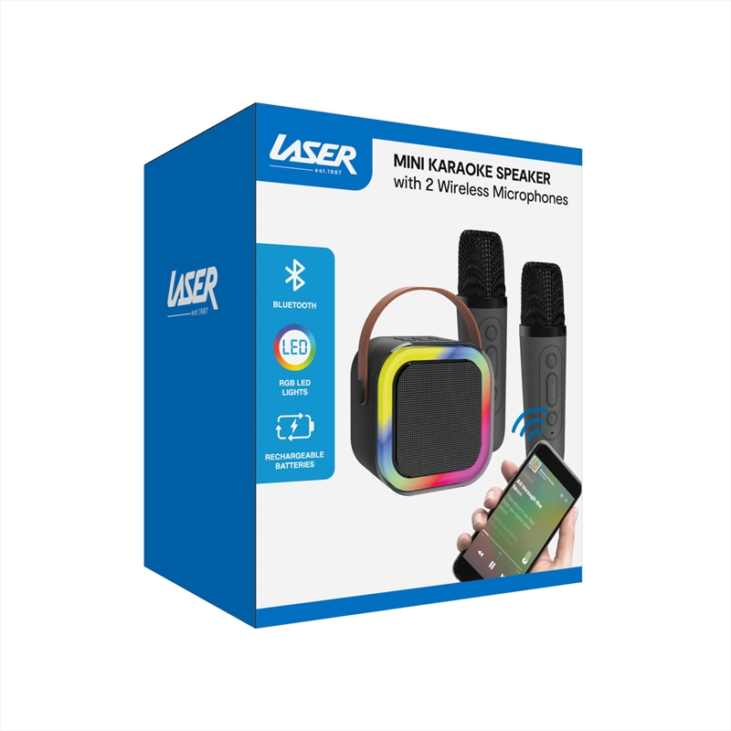 Laser Mini karaoke speaker with 2 wireless microphones - Black/Product Detail/Speakers