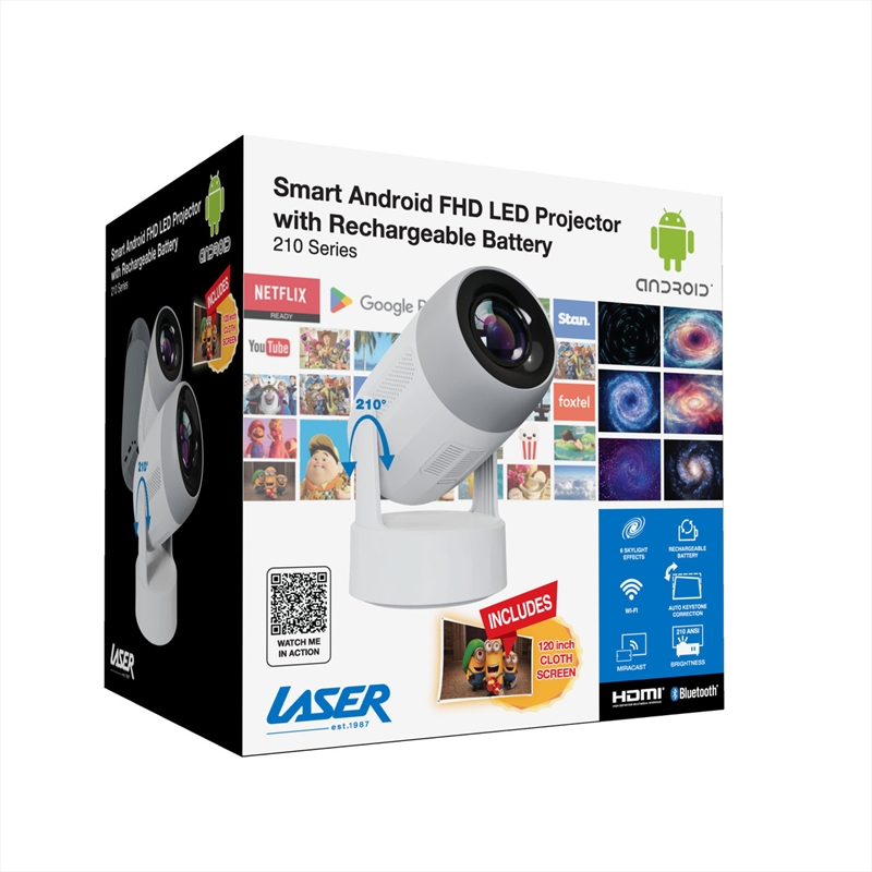 Laser 1080p Android Multi-Angle Tube LED Projector with removable rechargeable battery/Product Detail/Electronics
