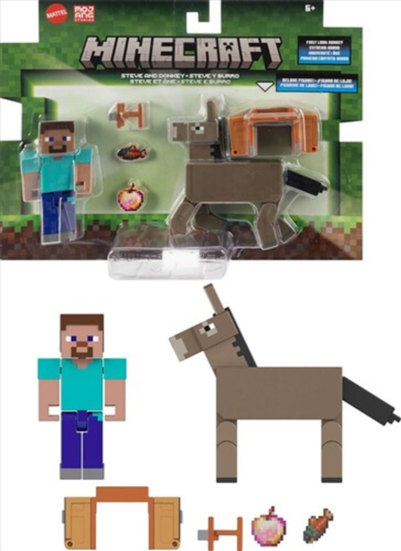 Mattel - Minecraft 3.25'' Steve and Donkey Figure, 2-Pack/Product Detail/Figurines