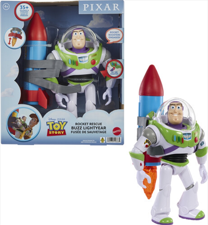 Mattel - Pixar Toy Story Buzz Lightyear 10-in Action Figure Toy with Rocket & Sounds/Product Detail/Figurines
