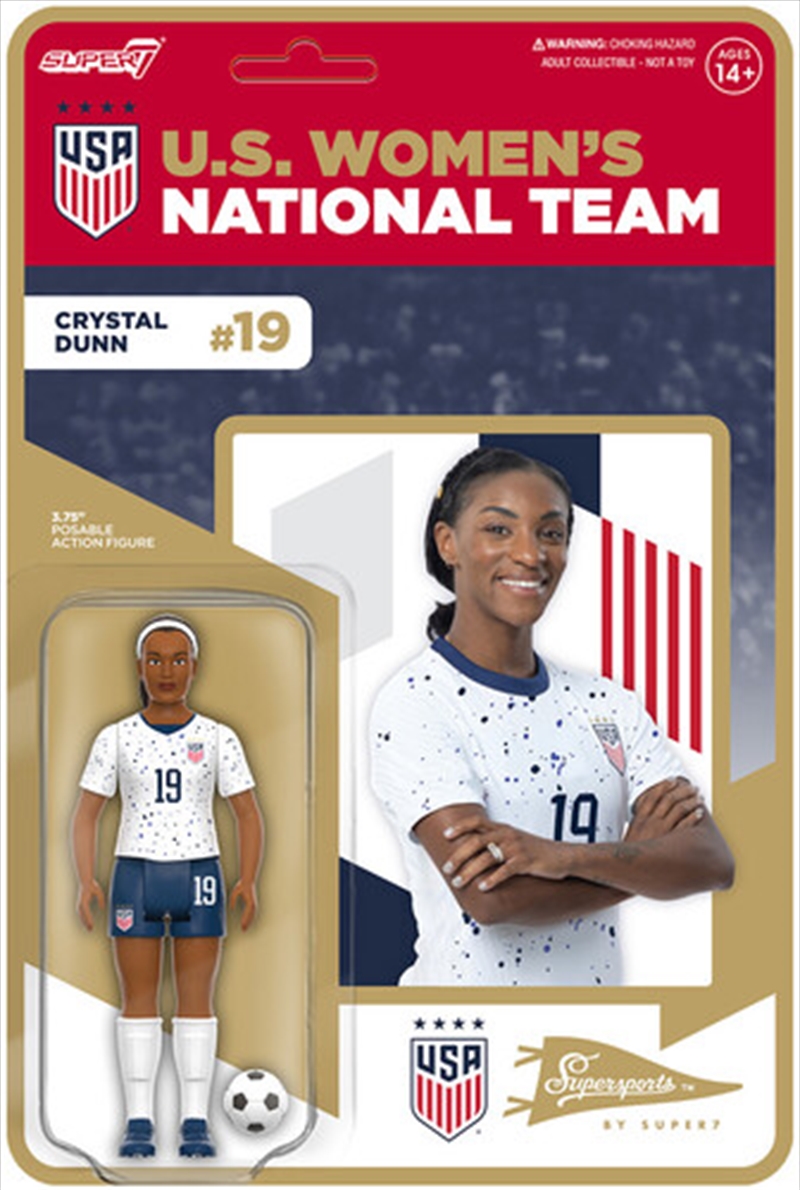 Super7 - USWNT Soccer - ReAction Wv 2 - Crystal Dunn (2023 World Cup Home Kit)/Product Detail/Figurines