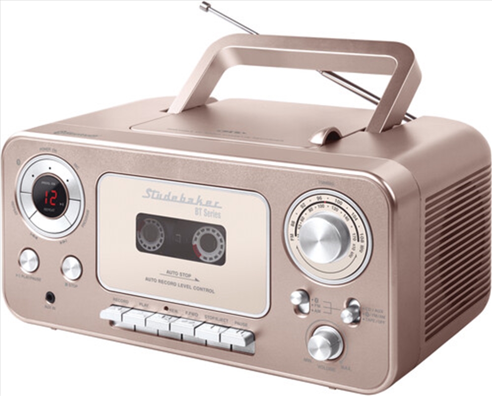 Studebaker SB2135BTRG Bluetooth Portable CD Player Radio Cassette Player (Rose Gold)/Product Detail/Media Players