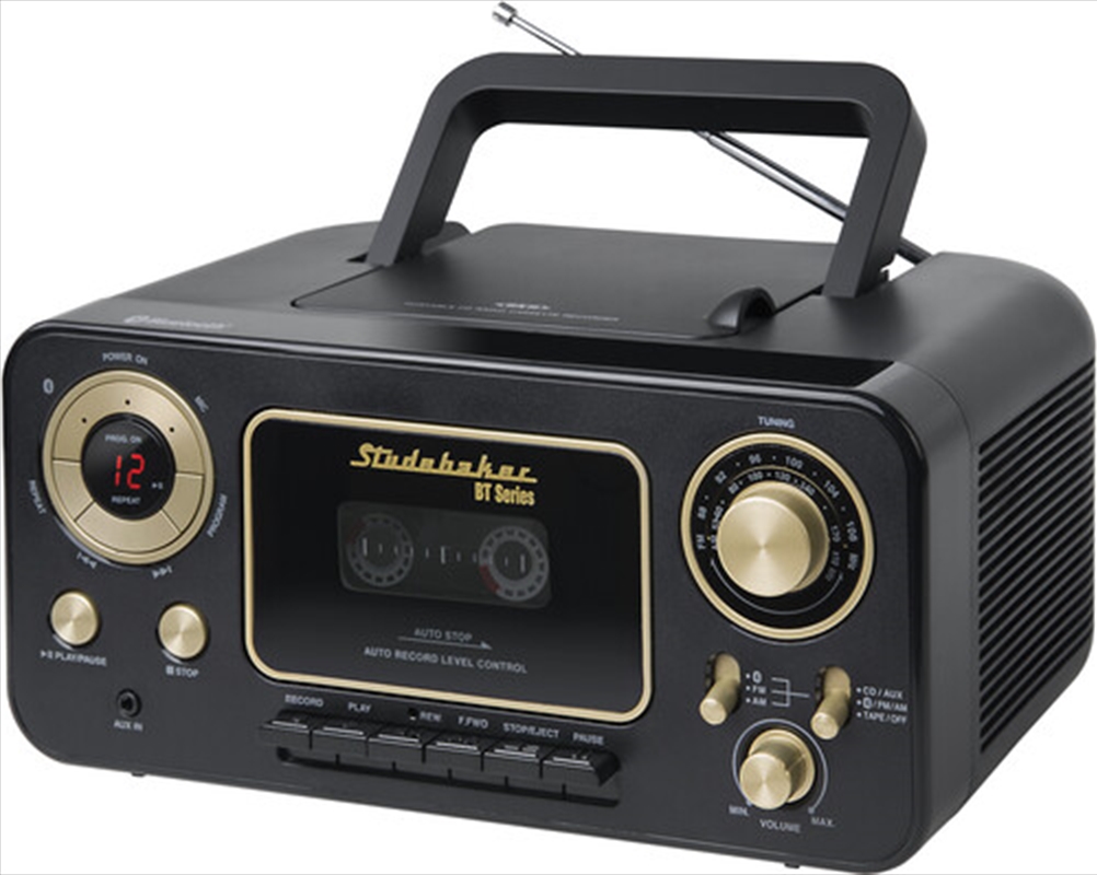 Studebaker SB2135BTBG Bluetooth Portable CD Player Radio and Cassette Player (Black/Gold)/Product Detail/Media Players