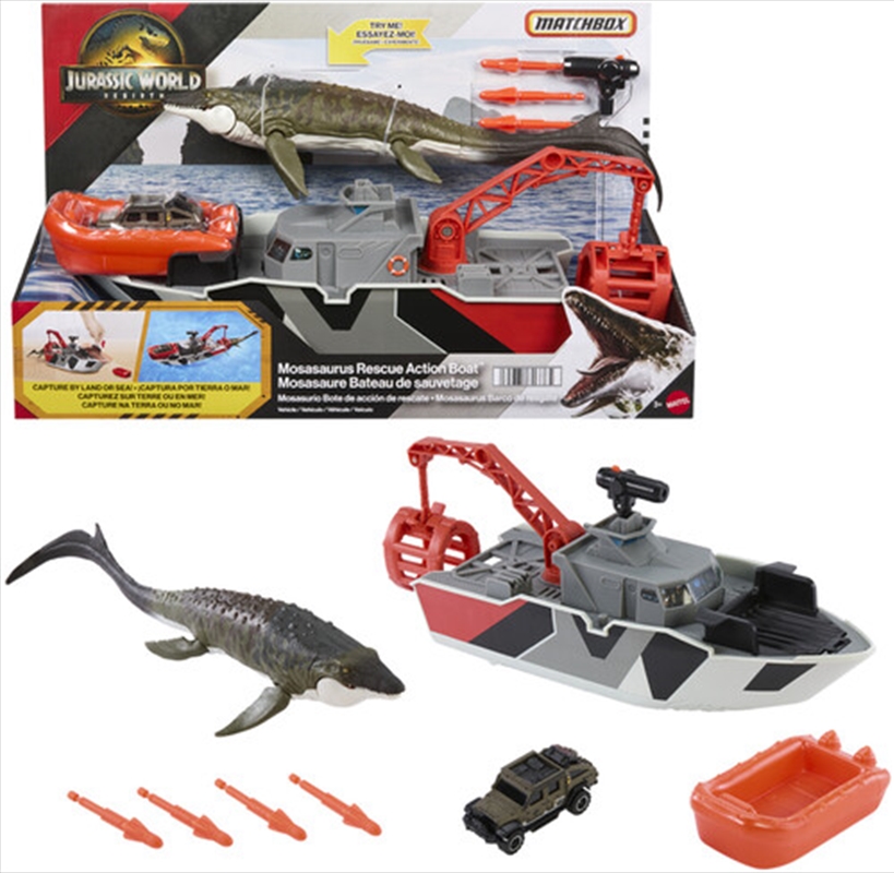 Mattel - Matchbox Jurassic World: Rebirth Mosasaurus Rescue Action Boat Playset/Product Detail/Toys