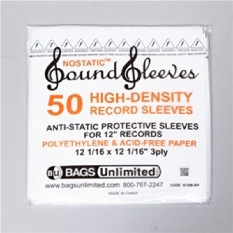 Bags Unlimited S12W-RP - 12 Inch LP Record Inner Sleeve - 50 Pack (White)/Product Detail/Storage