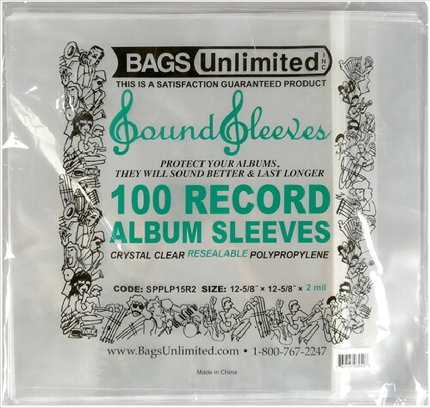 Bags Unlimited SPPLP15R - 12 Inch Record Jacket Sleeve - Resealable - 100 Count Clear/Product Detail/Storage