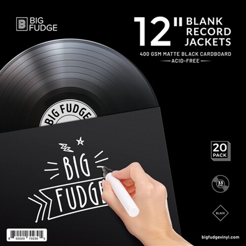 Big Fudge BFRJ-B-12x20US 12-inch Vinyl LP Record Blank Jackets 20 Pack Matte Black/Product Detail/Storage