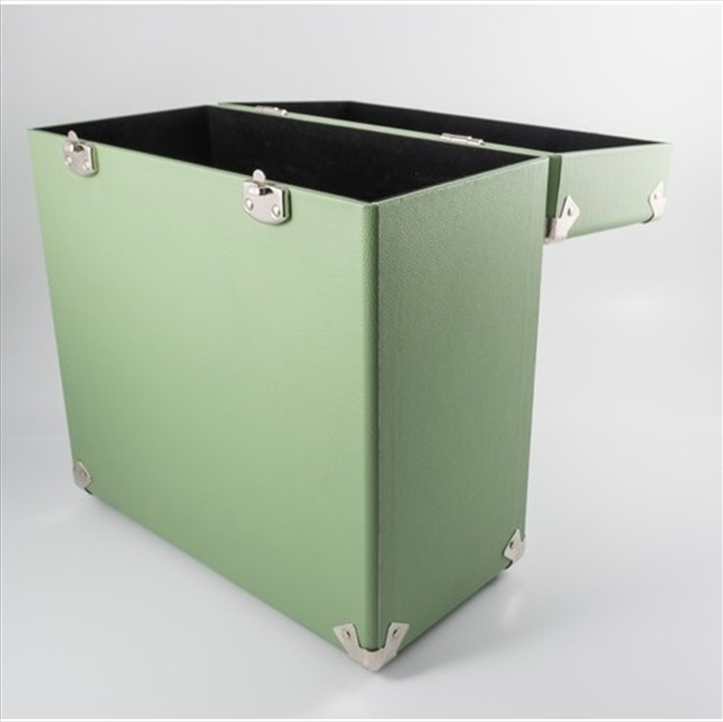 GPO Retro SWB18GRE 12" Vinyl Record Case 35 Count Capacity with Removable Lid - Green/Product Detail/Storage
