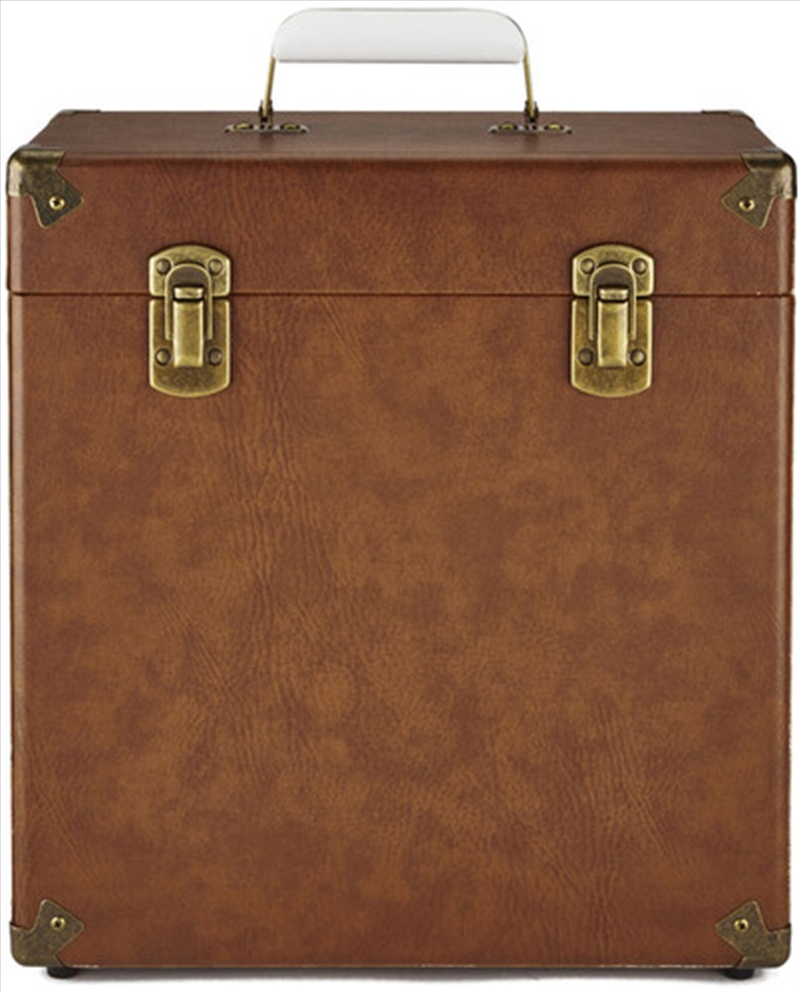 GPO Retro SWB18BRO 12" Vinyl Record Case 35 Count Capacity with Removable Lid - Brown/Product Detail/Storage