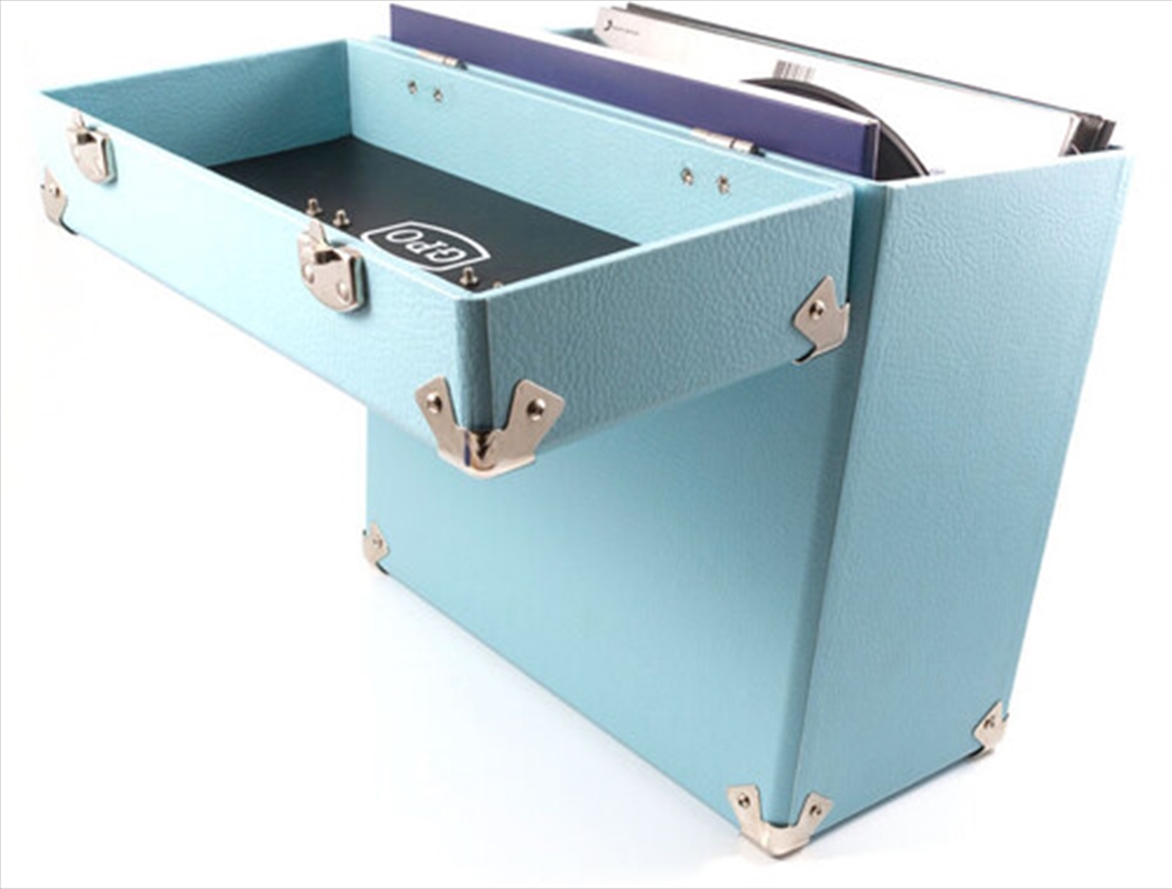 GPO Retro SWB18BLU 12" Vinyl Record Case 35 Count Capacity with Removable Lid - Blue/Product Detail/Storage