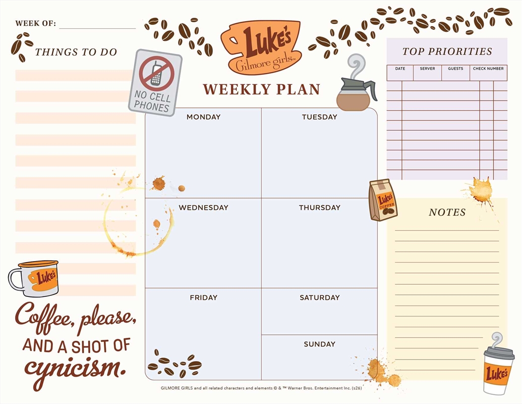 Gilmore Girls Weekly Planner Notepad/Product Detail/Notebooks & Journals