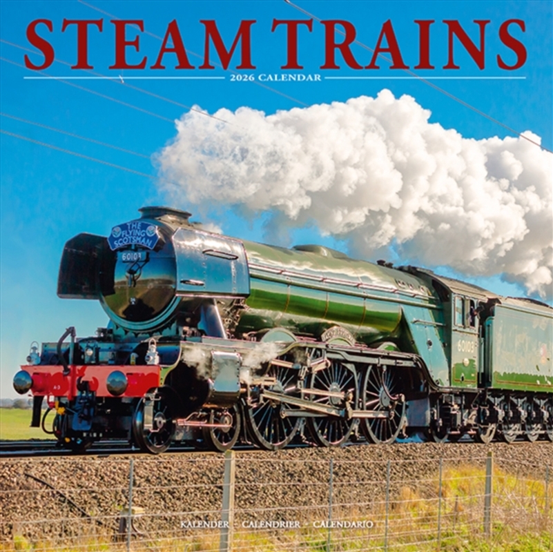 Steam Trains Calendar 2026 Square Trains Wall Calendar - 16 Month/Product Detail/Calendars & Diaries