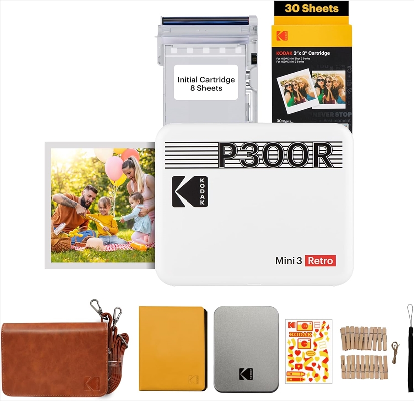 Kodak Instant Mini 3 Retro Cartridge + Accessories Bundle Colour: White/Product Detail/Cameras
