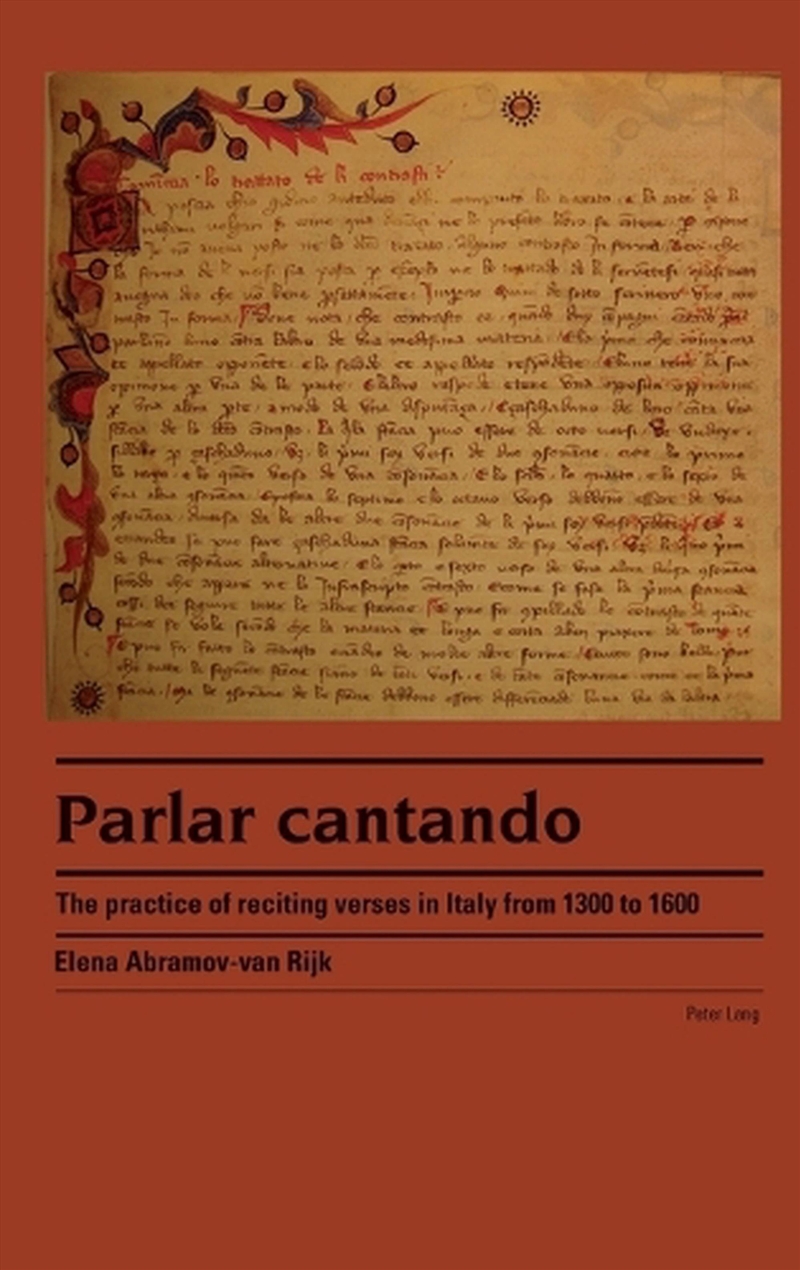 Parlar Cantando : The Practice Of Reciting Verses In Italy From 1300 To 1600/Product Detail/Media