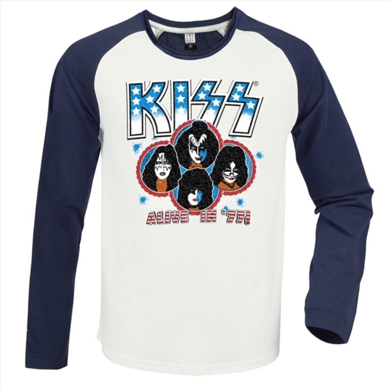 Kiss Alive In 77 Vintage White / Navy Small Baseball Jersey/Product Detail/Shirts
