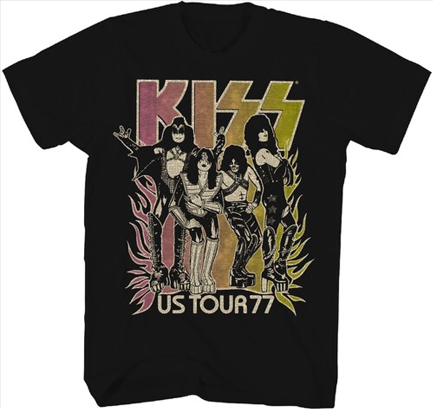 Kiss - Us Tour '77 Gradient T-Shirt - Xl Black 38101101A4/Product Detail/Shirts