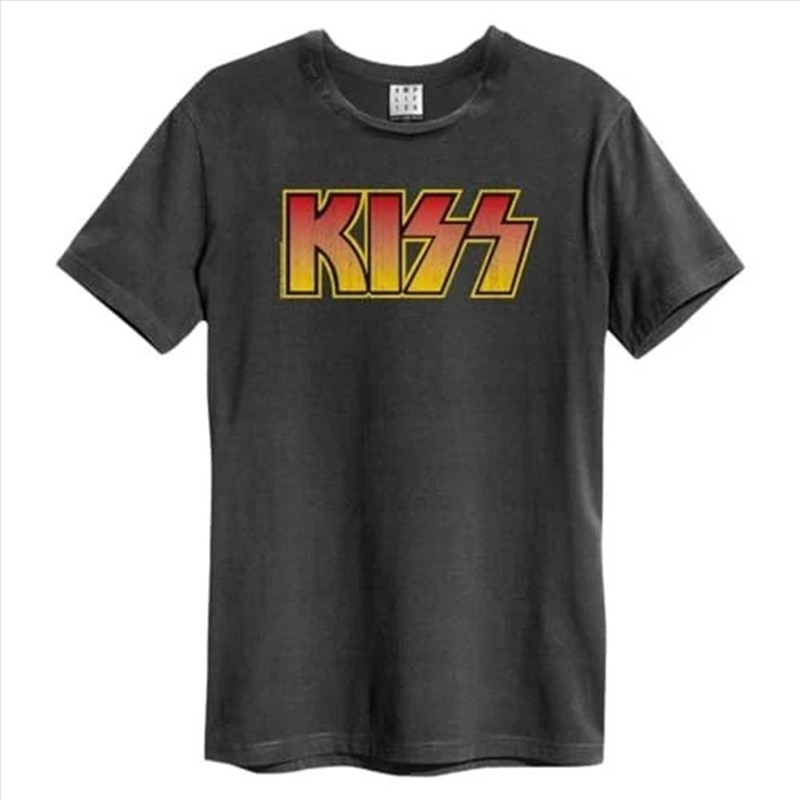 Kiss - Classic Logo Distressed Amplified Vintage Charcoal Large T Shirt/Product Detail/Shirts