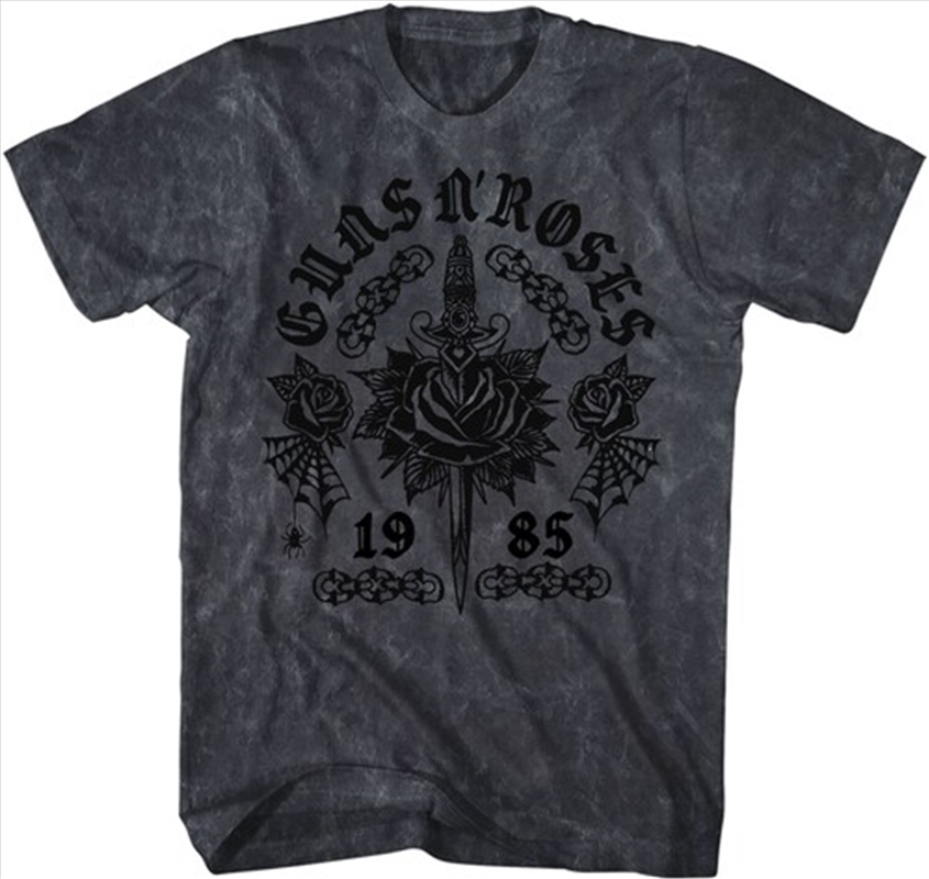 Guns N' Roses - Flocked Tattoo T-Shirt - XL Black Mineral Wash/Product Detail/Shirts
