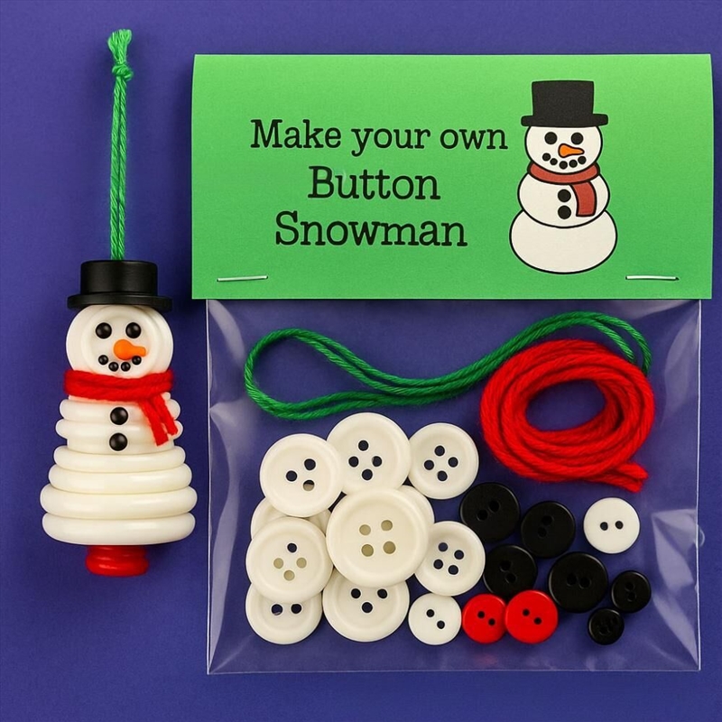 Christmas gift Christmas Button Ornament - Festive Snowman Design Craft Kit/Product Detail/Decor