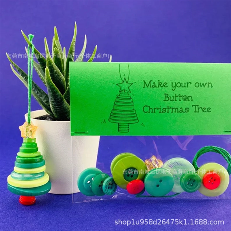 Christmas gift Christmas Button Ornament - Festive Green Christmas Tree Design Craft Kit/Product Detail/Decor
