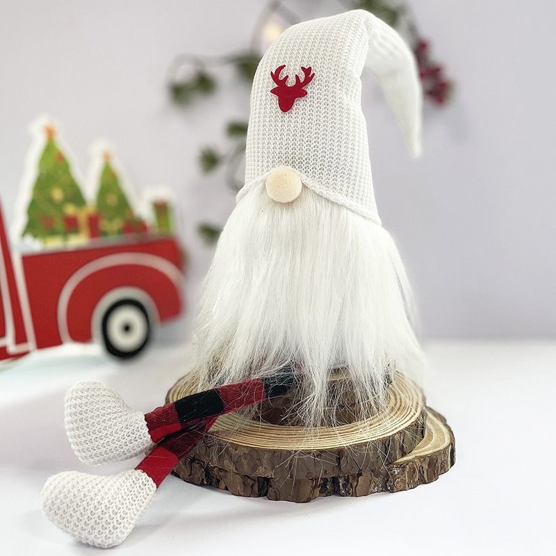 2-Pack Christmas Gnome Decorations - Red & White Long Leg Faceless Santa Elf Plush Ornaments/Product Detail/Decor