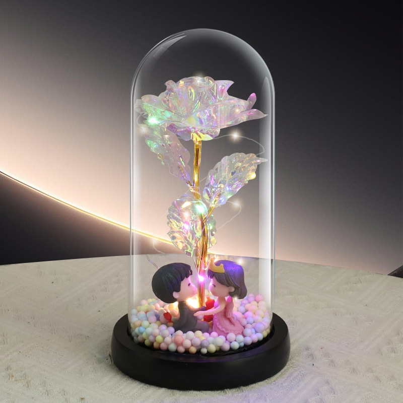Wedding Couple Figurine Colorful Rose LED Light/Product Detail/Collectables