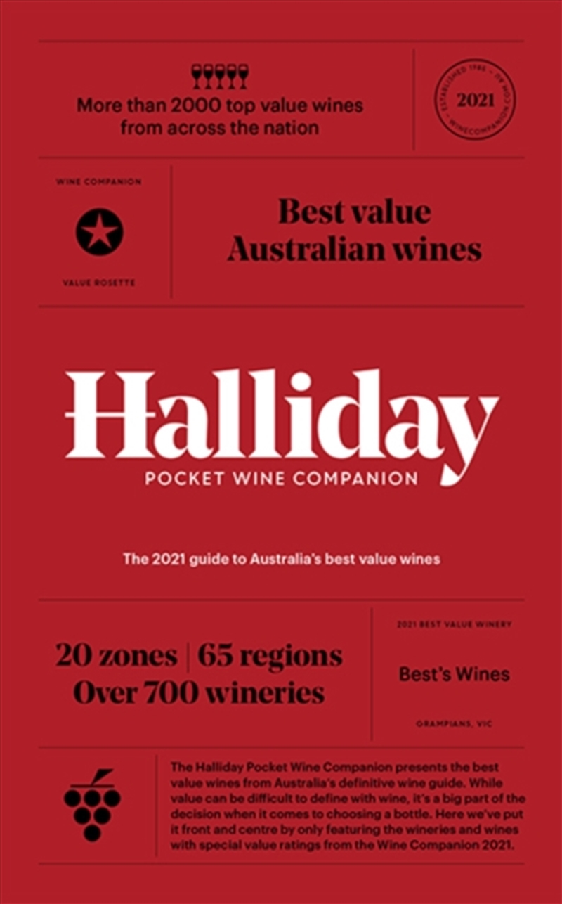Halliday Pocket Wine Companion 2021 : The 2021 Guide To Australia’S Best Value Wines/Product Detail/Recipes, Food & Drink