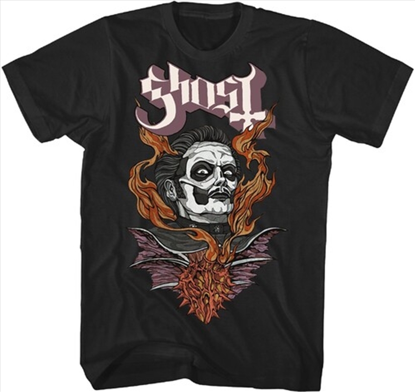 Ghost - Cardinal Copia Flaming Face T-Shirt - 2XL Black/Product Detail/Shirts