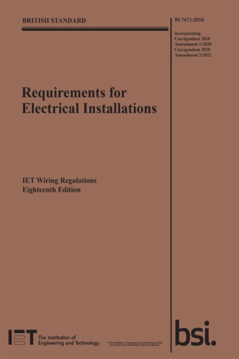 Requirements For Electrical Installations, Iet Wiring Regulations, Eighteenth Edition, Bs 7671:2018+/Product Detail/Science