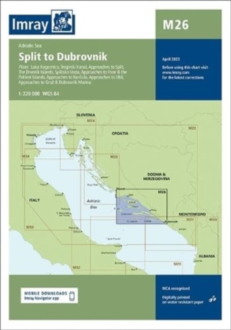 Imray Chart M26 : Split To Dubrovnik/Product Detail/Geography