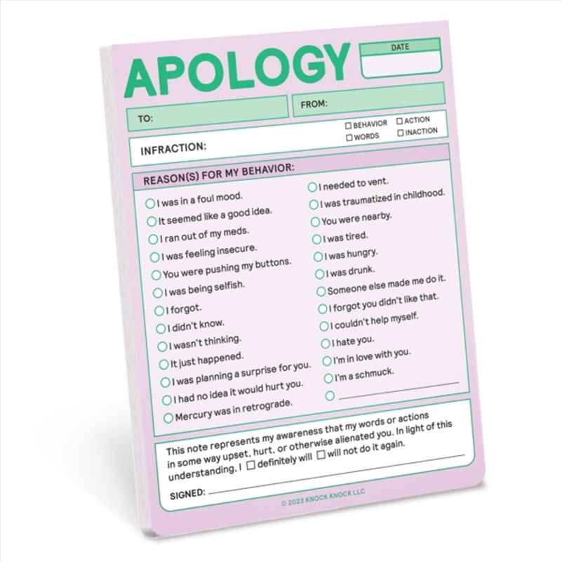 Knock Knock Apology Nifty Note (Pastel Version)/Product Detail/Stationery