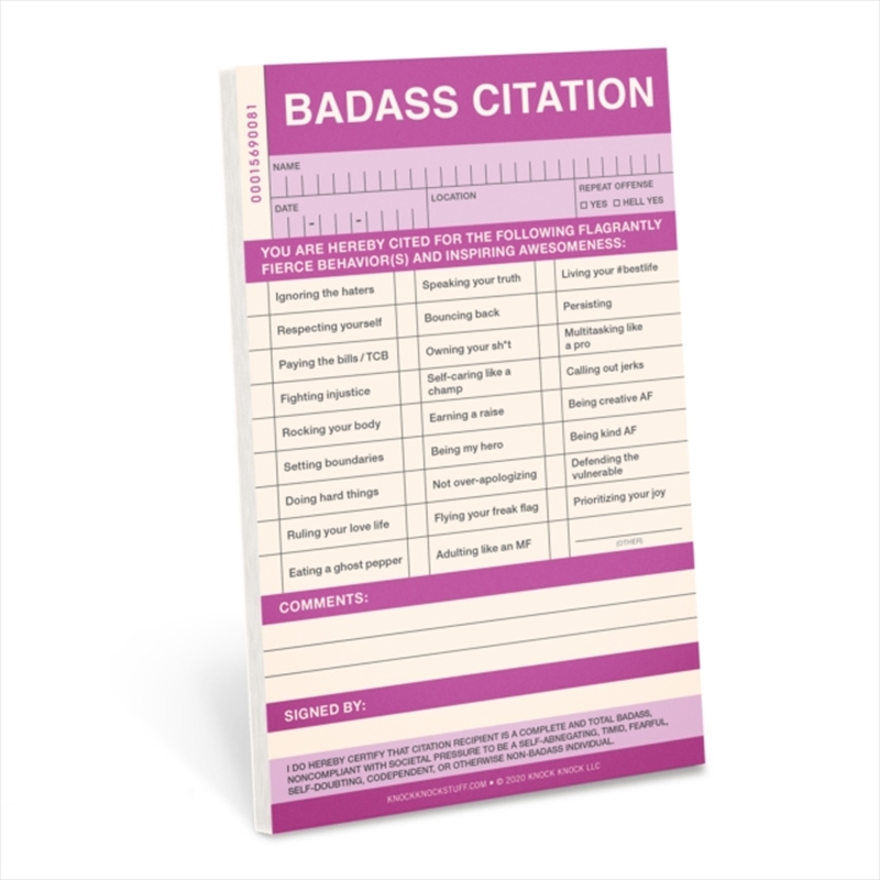 Knock Knock Badass Sticky Citation Pad/Product Detail/Stationery