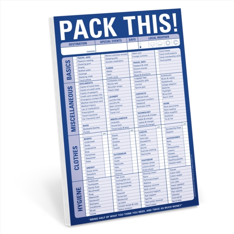 Knock Knock Pack This! Pad/Product Detail/Stationery