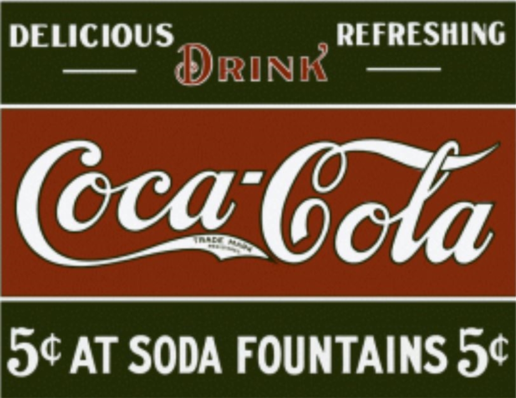 Coke - 5 Cents At Fountain Tin Sign 31.7Cm X 40.6Cm/Product Detail/Posters & Prints