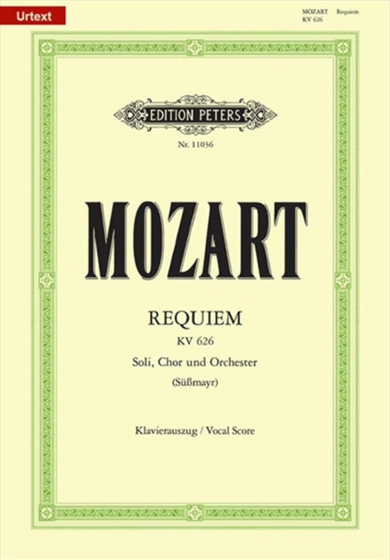 Requiem In D Minor K626 (Vocal Score)/Product Detail/Media