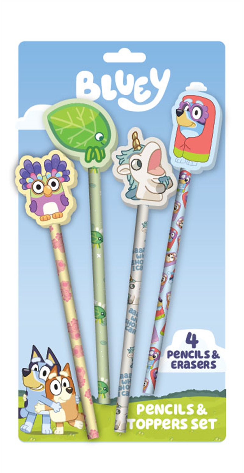 Bluey - Characters 1 - 4 Pencil & Topper Set/Product Detail/Stationery