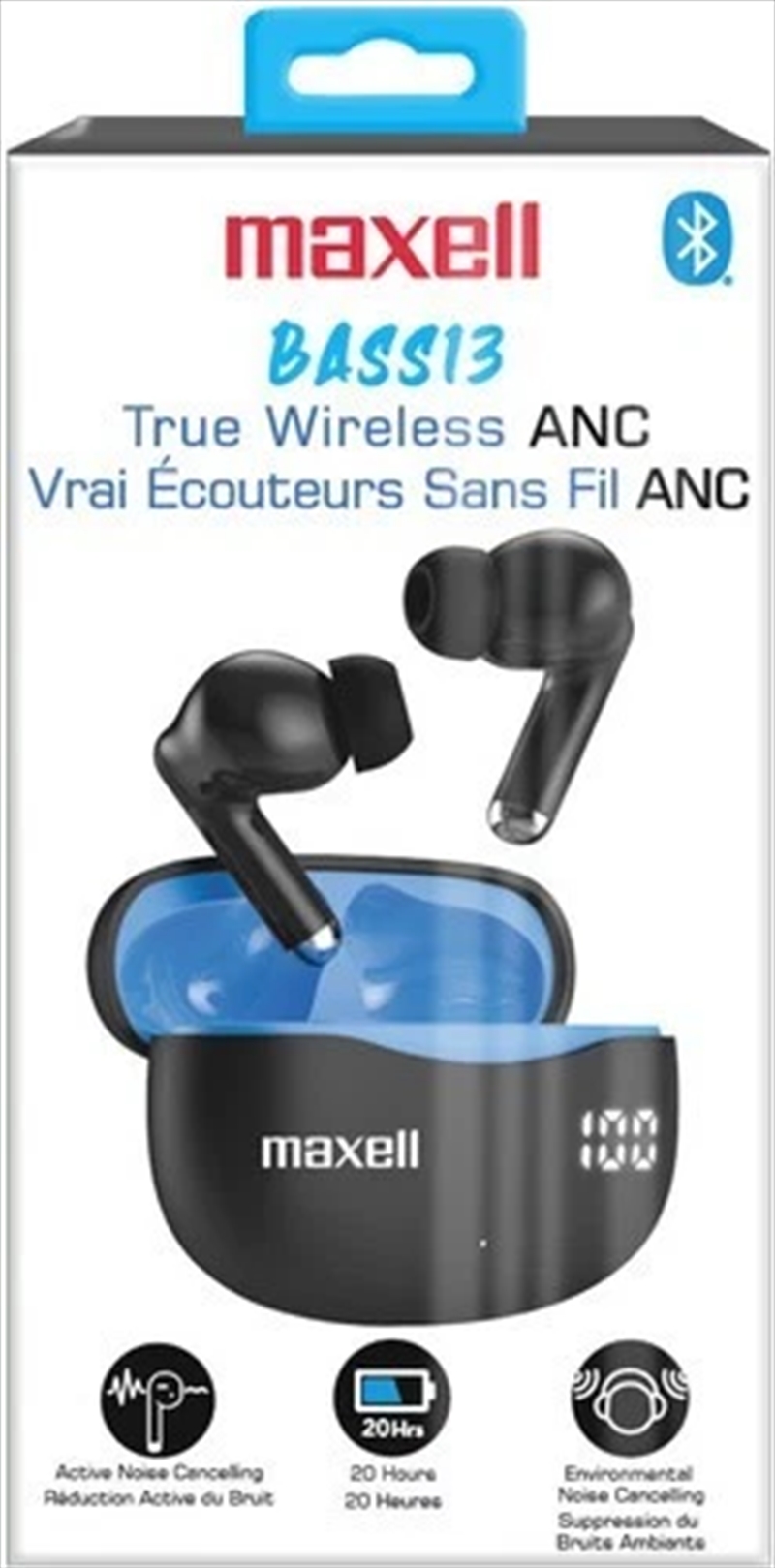 Maxell Ancblu Bass 13 Bt Earbuds Anc Tw Black/Product Detail/Headphones
