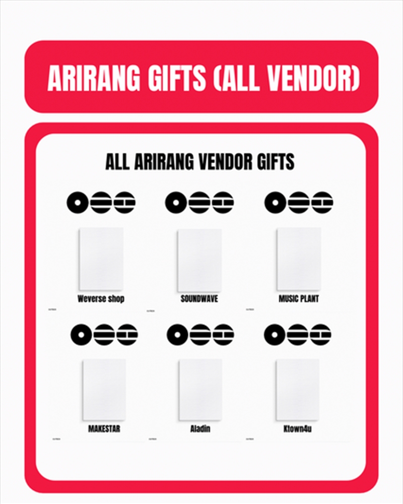 Bts - Arirang 5th Album All Vendors Gift Bundle (18 Albums)/Product Detail/World