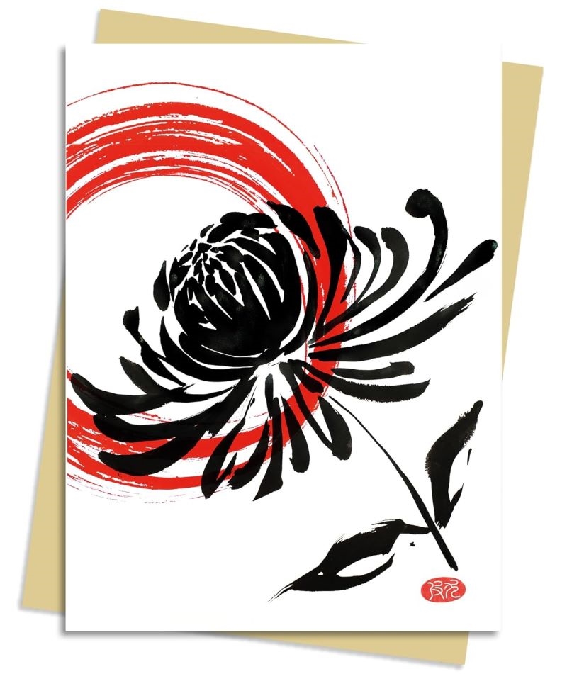 Sumi Flowers: Crysanthemum Greeting Card Pack: Pack of 6/Product Detail/Stationery